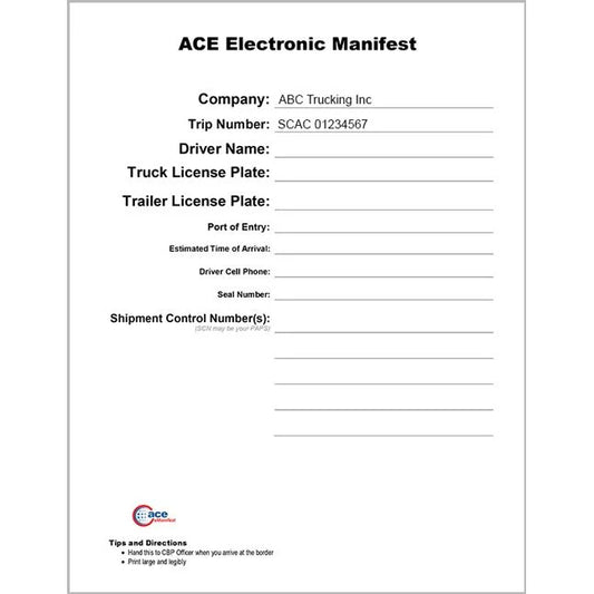 ACE Manifest Lead Sheets