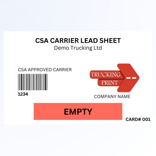 CSA Lead Sheet Card (Empty)